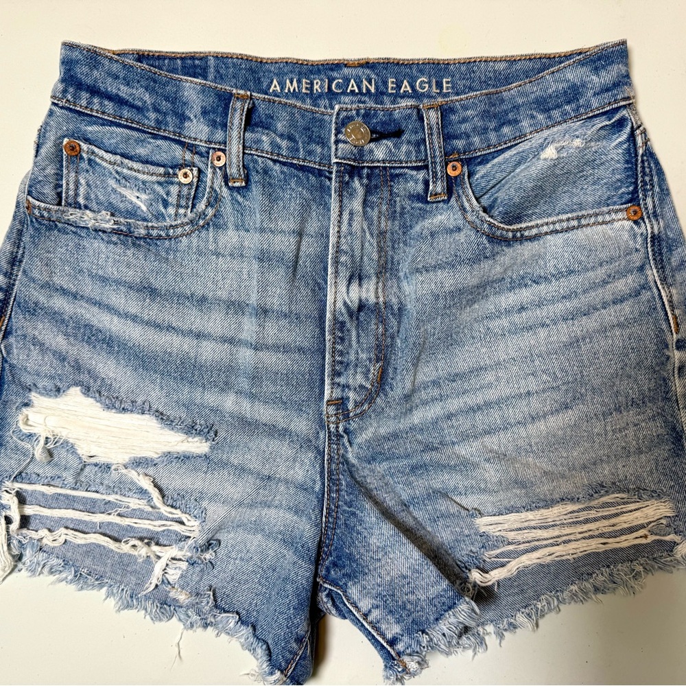 American Eagle Outfitters Light Blue Ripped Jean Shorts